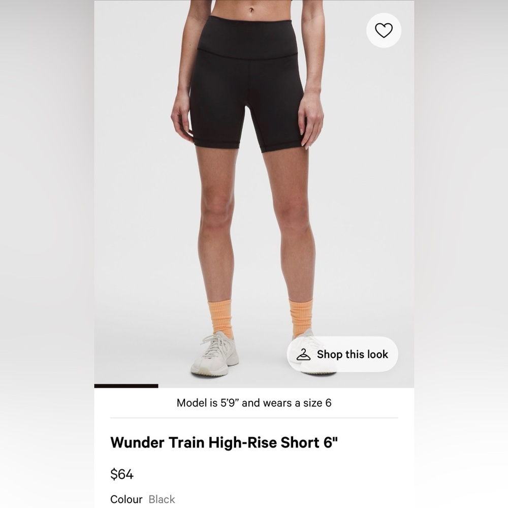 Lululemon Wunder Train Hi-Rise Short 6” Black